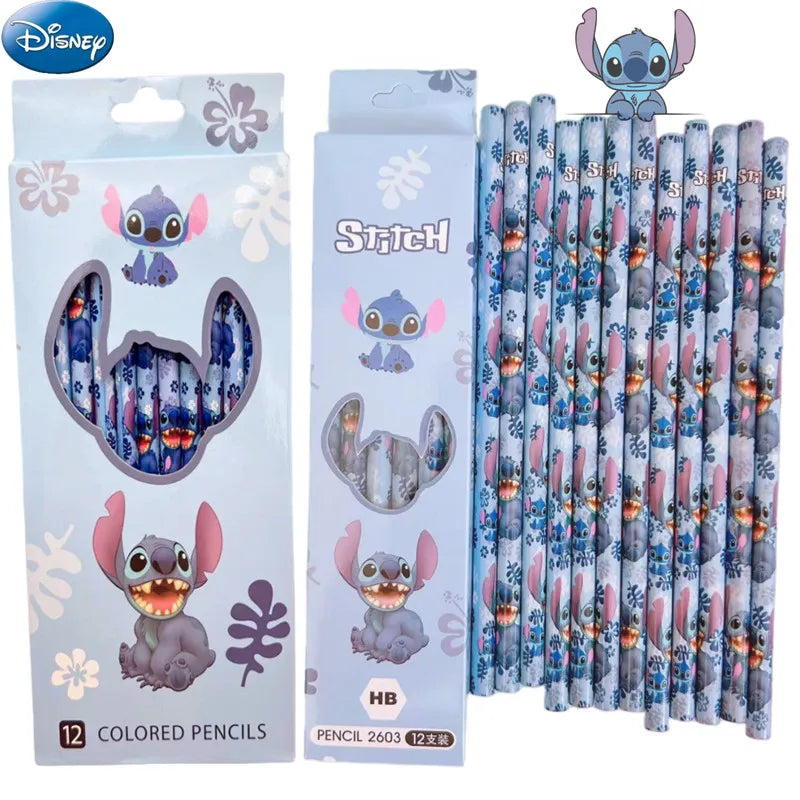 12pcs Disney Stitch Anime Pencil School Supplies Kid Colored pencils School Supplies Pencils Hb Pencils kids Birthday Xmas Gift